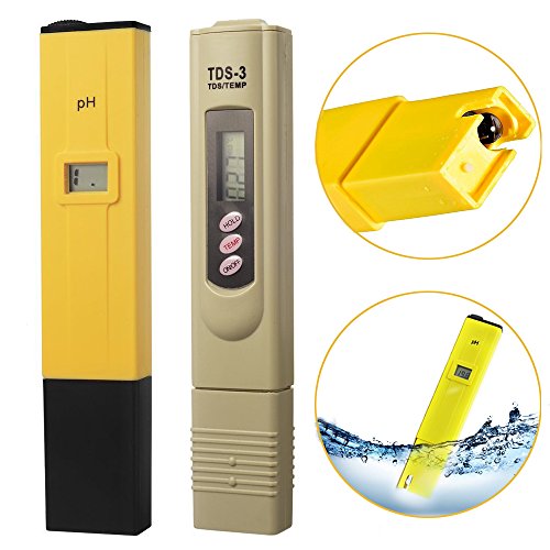 Hohe Genauigkeit Digital Pocket Größe pH-Meter Prüfvorrichtung für Trinkwasser + Tragbar Digital TDS Messer Wassertester Meter für Aquarium Pool Hydroponic, Schwimmbäder, 0-9990ppm, 2 in 1 - 9