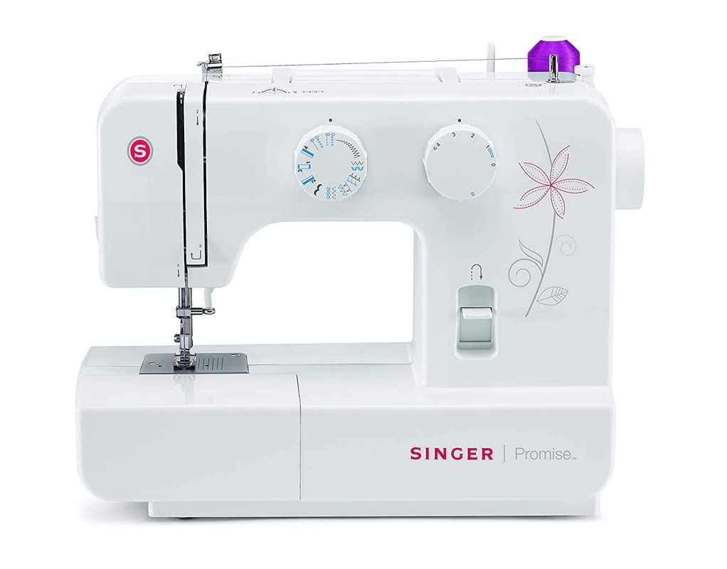Singer Promise 1412 Zig-Zag Sewing Machine, 12 Built-in Stitches, 25 Stitches Functions (White) with 70 W Powerful motor & Fe