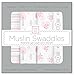 SwaddleDesigns X-Large Muslin Swaddle Blanket, Pink Thicket (Set of 4 in Pink)