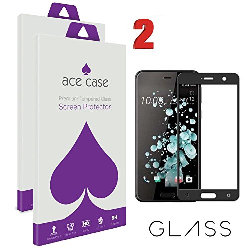 Preisvergleich Produktbild HTC U11 Displayschutzfolie Gehärtetem Glas FULL BLACK – 2 Stück