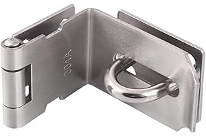 HOWDIA 4 Inch Door Hasp Latch 90 Degree, Stainless Steel Safety Right Angle Padlock Hasp Locking Latch Security Door Clasp Hasp Lock Latch for Push/Sliding/Barn Door, 2mm Thick, Brushed Silver