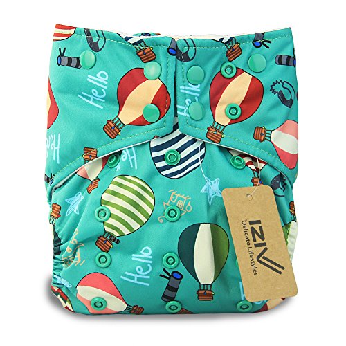 iZiv(TM) Newborn Organic Infant Waterproof/Adjustable/Reusable/Washable Pocket Cloth Diaper Fit Babies 0-3 Years(Hot Air Balloon)