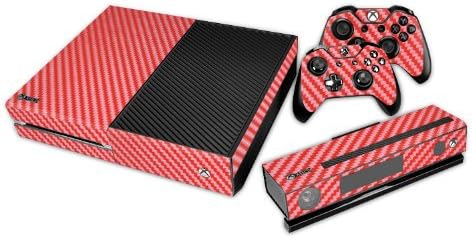 Diginova - Xbox One Console Designer Skin Sticker for Xbox One System incl Two (2) Decals for Xbox One Controller (Carbon Fibre - Red)