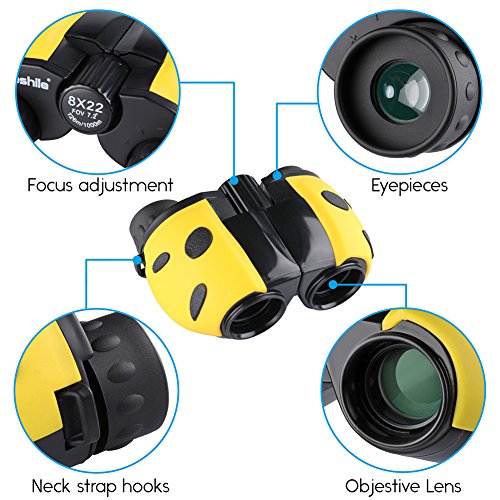 Kids Binoculars Compact Mini Binoculars for Children, Rubber 8x22 Adjustable Lightweight Binoculars Telescope Toy, Children Educational Toys for Bird Watching, Outdoors, Climbing, Mankn Boshile Series