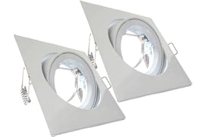 LEDLUX 2 Pezzi Porta Faretto da Incasso, Portafaretto Orientabile,Modello Con Ghiera Svitabile, Foro Da 80mm a 90mm, Per Lampade Led GU10 e MR16 (Quadrato, Bianco)