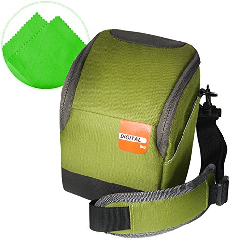 First2savvv BDV0701 vert qualit   de luxe nylon anti-choc appareil photo num  rique cam  scope housse cas pour Canon PowerShot SX420   SX410   EOS M10   EOS M3  G1X Mark II   G3X   Chiffon de nettoyage