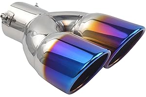 MOCNT Addensato Tubo di Scarico per Auto Acciaio Inossidabile Terminale di Scarico Silenziatore Punta di Scarico Coda Tubo di Scappamento Modificato Uscita Doppio Dritto Blu