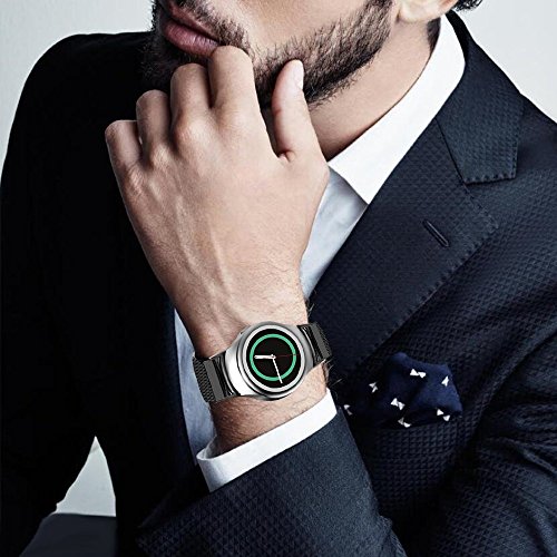 Fintie Gear S2 Armband – Edelstahl Milanese Magnet UhrBand Uhrenarmband Erstatzband Replacement für Samsung Gear S2 SM-R720 / SM-R730 Smart Watch, Schwarz - 7