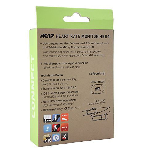 NC-17 Connect HR#4 Brustgurt / Bluetooth 4.0 Pulsgurt mit Sender/ Herzfrequenzmesser BLE 4.0 – IOS – Android – Windows Mobile 8.1 – ANT+ kompatibel / Outdoor-Aktivitäten wie Joggen, Radfahren / einstellbar von XS bis XL / Schwarz - 6
