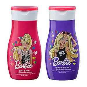 Barbie Conditioning Shampoo Soft & Silky 200ml & Long & Bouncy 200ml | Sulphate & Paraben Free | Dermatologically Tested | Set of 2