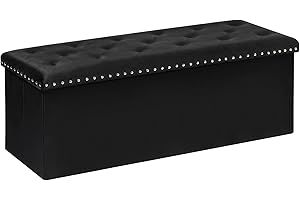 Bonlife Velvet Ottoman with Storage, Extra Large Storage Boxes with Lids, Folding Ottoman Bench Seat, Footstool for Living Room,110X40X40cm
