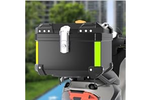 Aptliton Motorcycle Top Case, ABS Waterproof and Dust-Proof Top Box for Motorbike Luggage Box with Security Lock, Motorcycle Helmet Luggage Storage Rear Tour Box Motorbike Trunk Tail Box