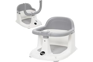 FORROBY Badesitz fotelik do wanny dla dzieci od 6 miesięcy, antypoślizgowy, z 4 mocnymi przyssawkami, przenośny, dla dzieci w wieku 6-24 miesięcy, do kąpieli dla niemowląt (szary)