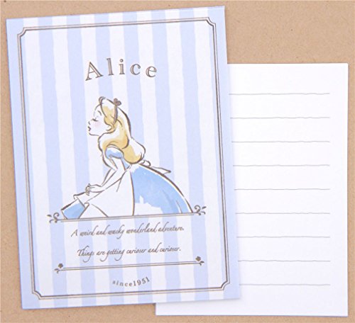 Preisvergleich Produktbild Süßes hellblauer Streifen Alice im Wunderland Mini-Briefpapierset Umschlag Japan