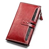 CAALSA Lange Leder Reißverschlusstasche Brieftasche Frauen rote Schnalle einfachen Shopping-Trip sichere Rückkehr des Alten auslaufsicher
