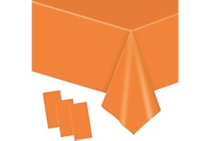 POPOYU 3 Pezzi Arancia Tovaglia Antimacchia, Tovaglie Rettangolari per Feste, Grande Tovaglia Natalizia 137x274cm Tovaglie PE Copri Tavolo da Interno Elegante per Natale Feste Esterno Compleanno