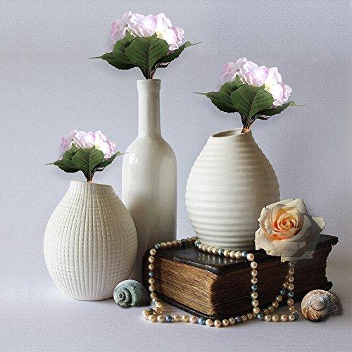 6st. künstliche Hortensie Brautstrauß weiß/rosa Blumen mit grünnen Blätter für Hochzeit Blumenarrangements Tisch Dekoration - 3