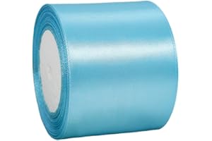 YAYAFUNFUN Cinta de Satén Ancho 100mm,Cinta Regalo Azul Cielo,22m Seda Raso-Inta de Lazo,Cinta de Tela para Envolver regalos,Manualidades,Ramo de Novia,Globos,Cinta de Raso para Decoración de Recuerdos de Boda
