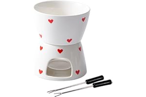 Sharplace à fondue avec fondant à chocolat, chauffe-beurre et 1 fourchette desserts, en-cas et bouillons, Blanc