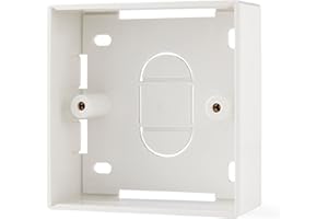 rhinocables 32mm Ethernet Back Box for Faceplates | Surface-Mounted Pattress Wall Box | Fits Single Gang RJ45 Wall Plate for CAT5e & CAT6 Network Sockets | Durable Plastic with Brass Ports (1 Pack)