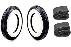 STREETPARTS24 2x Weißwand Reifen Schlauch Set 3,50-10 Zoll K333 4PR 51J TT - Passend für Hercules CV DAX 50 ST70 ZB50 Monkey Roller Scooter