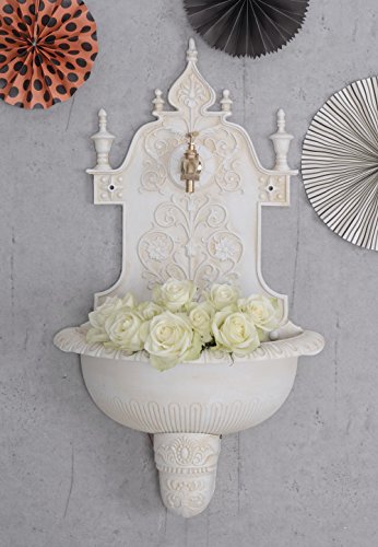 Antiker Wandbrunnen, Zierbrunnen, Gartenbrunnen, Brunnen, Eisenbrunnen für den den Garten, die Terrasse oder schöne Zuhause, in Altweiß – Palazzo Exclusive - 4