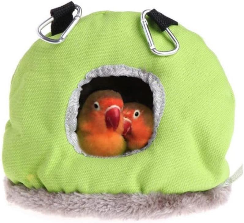 Voarge Nido Colgante para pájaros, Invierno cálido Nido de pájaro Jaula, Felpa de Invierno para Pájaros Casa de Peluche para Animales Pequeños, El tamaño del Color es Opcional (M, Gris Verde)