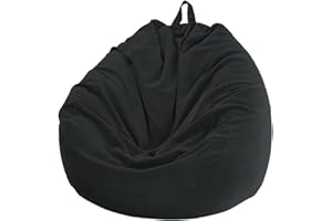 CHICKWING Chickwin - Bean Bag Chair Cover - Corduroy Bean Bag Chair Without Filling - For Outdoor and Indoor Relaxation, Lounge Chair, Bedroom Cushion - Black - 70 x 80 cm