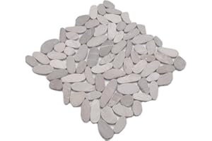 CONWIRE Piastrella mosaico ciottoli di fiume beige chiaro ciottoli tagliati per pavimento, parete, bagno, WC, doccia, cucina, piano di lavoro, rivestimento vasca