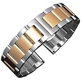 BONSTRAP Damen Uhrenarmband Edelstahl 16mm Silber mit Gold Ersatzband Metall