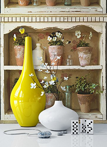 Vliestapete Blumen Landhaus Optik , schönes Regal Design und purer RomAntik Effekt , schöne 3D Optik für Wohnzimmer,Schlafzimmer,Flur oder Küche inkl. Newroom Tapezier Ratgeber mit super Tipps! - 4