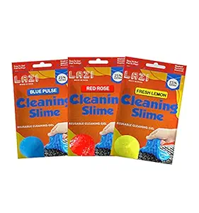 LAZI Multipurpose AC Vent Dashboard Interior Dust Dirt Cleaner Sticky Jelly Putty Kit for Vehicle Interior Keyboard PC Laptop (Blue Yellow Red)