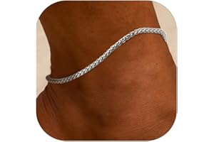 Richsteel Chaîne de Cheville Femme Fille,Bracelet Cheville Chaine de Pied en Or/Acier Inoxydable Maille 3mm/6mm Figaro/Corde/Cubaine Réglable 25+5 cm,Bijoux de Cheville pour Femmes et Filles