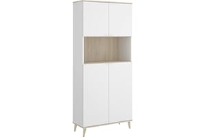 DEKIT GRUPO RIMOBEL WOK -MUEBLE AUXILIAR DE COCINA CON ALMACENAJE - 191x80x40 cm - BLANCO / NATURAL