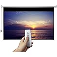 Skydod 100''Electric Material Projection Screens,Motorized Pull Down Projector Screen with Remote Control ,Drop Down Projector Screen 16:9 8K 4K HD 3D Retractable Ceiling Wall (221x124cms)