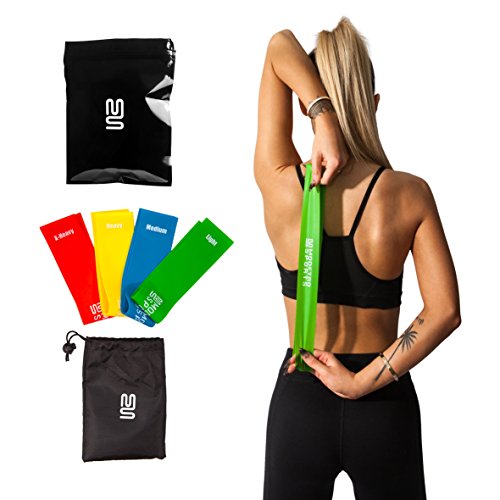 Mini Band Set für Pilates | Premium Trainingsbänder für Damen | 4er-Set inkl. Tragetasche, eBook und Video Anleitung