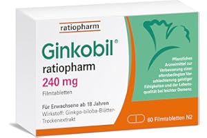 ‎RATIOPHARM Ginkobil® ratiopharm 240 mg Filmtabletten stärken die Gedächtnisleistung und Konzentrationsleistung* mit dem Extrakt aus Ginkgo biloba, 60 Filmtabletten