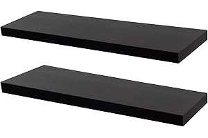 Harbour Housewares Modern Floating Wall Shelf - 100cm - Black - Pack of 2 - Photo Gallery Bookshelf Wall Shelves for Living Room Display, Bedroom, Office Storage