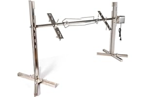 BURUIYOTEN Electric Tripod Rotisserie Spit Hog Pig Roast Bbq Set Picnic Grill Roaster Lamb Portable Motor Fork Heavy Duty Machine Rod Charcoal Kit Barbecue Rotary Chicken Meat Operated With Cooker Moter Skewer