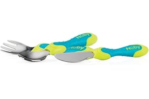 NUBY Nûby Fork/Spoon/Knife Stainless Steel Cutlery Set 12 + Months
