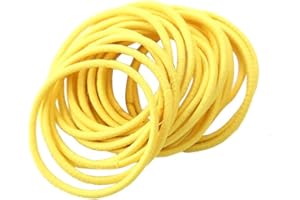 FEIFEI'S BOW 50Pcs Girls Women 2.5mm Thin School Uniform Endless Hair Elastics Bobbles Hair Ties Bands Ponios Ponytail Holders (Yellow)