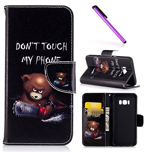 Für Samsung Galaxy S8 Hülle Leder,Galaxy S8 Hülle Silikon,Galaxy S8 Hülle Gold,Galaxy S8 Hülle Blau,EMAXELERS Galaxy S8 Hülle Flip Case Wallet Leder,Galaxy S8 Hülle Schwarz,Galaxy S8 Hülle Anime,Galaxy S8 Hülle Bunte Schmetterlinge Muster PU Leder Ledercase Flip Tasche Wallet Schutzhülle Etui Tasche Handytasche Hülle für Samsung Galaxy S8 2017,Saws Bear
