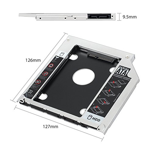 Proster Festplattenrahmen 2.5″SATA SSD HDD Caddy Laufwerkschacht für Apple MacBook Pro Unibody 13 15 17 SuperDrive DVD Laufwerk - 2