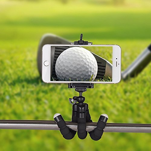 SYFIELD Treppiede Flessibile portatile Octopus Style con Supporto per iPhone 8 / 7 / 6s / 6s Plus, Samsung Note 8 / S8, Treppiedi Fotocamera per GoPro, DSLR - Nero