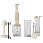 Berghoff Gem Retro 1200W Hand Blender Set &ndash; 800ml Hopper, 5 Piece Accessory, Metal Connector | Vanilla Cream