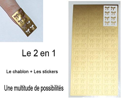 12 Stencils Adhesive Vinyl Chablon + 96 with Bows Gold Nail Art Stickers Manicure, UV Resin Gel Nail