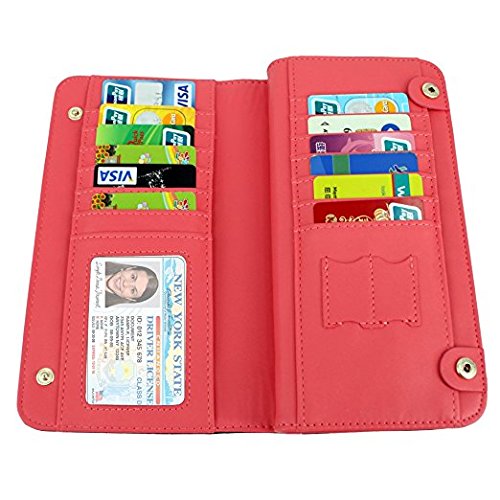 KQueenStar Ladies Purse Women Long Leather Wallet Fashion Card Holder Purse(Black)