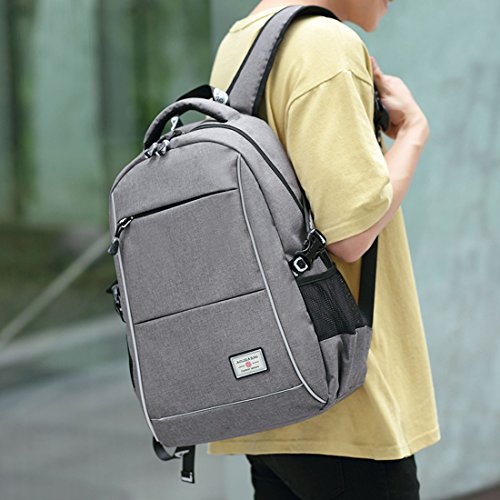 Travistar Oxford Herren Rucksack Jungen Schulrucksack Teenage Laptop Rucksack mit USB Ladeport fit 15 Zoll Laptop