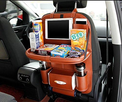 Automobile storage bag, seat hanging bag, storage bag, folding table for car, leather back chair, luggage bag, car articles,Brown 1