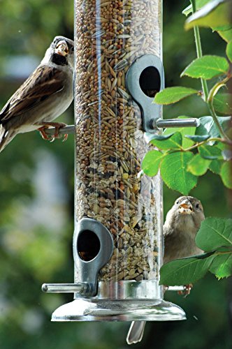 dobar 11520 Großer Futterspender mit vier Futterplätzen für Vögel, XL Futterstation-Futtersäule für Wildvögel zum Aufhängen, 9.5 x 9.5 x 39 cm, metall - 2
